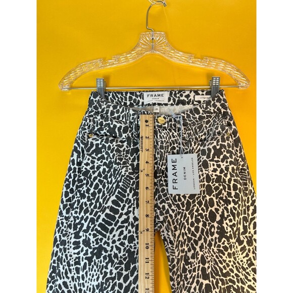 FRAME Le High Skinny Abstract Jeans Womens 23 Black Animal Print High Rise NWT - Picture 6 of 11